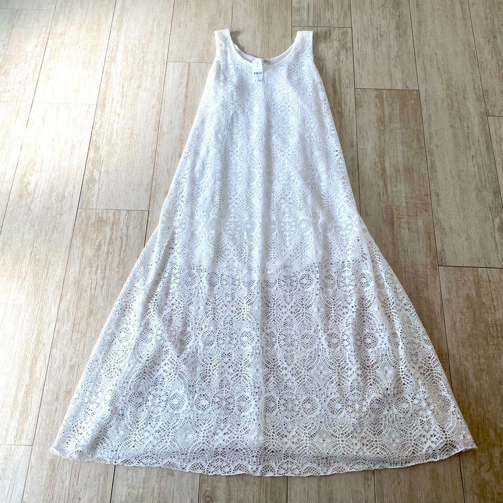 NWT White Eyelet Maxi Dress / Beach Coverup Large